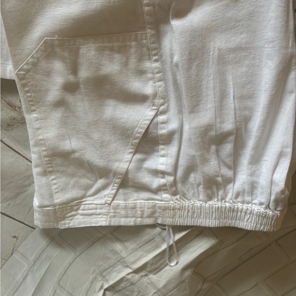 Ladies white linen blend wide leg pants - Picture 13 of 16